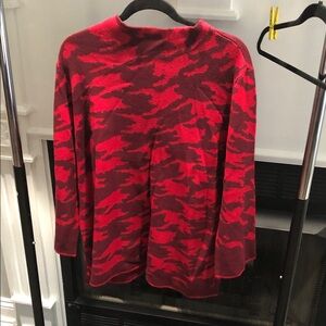 Chico’s Red & Burgundy Camo Knit Sweater